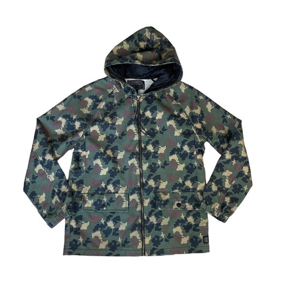 Converse Mens Camo Jacket Military Style Full Front Zip Hooded Size M Pockets - Picture 1 of 12